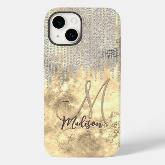 シックな金ゴールド銀のライン石ドリップモノグラムケースマ Case-Mate iPhoneケース (裏面)