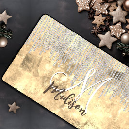 シックな金ゴールド銀のライン石ドリップモノグラム デスクマット