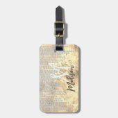 シックな金ゴールド銀のライン石ドリップモノグラム ラゲッジタグ (正面縦)