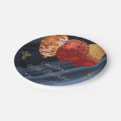 シックな金ゴールド&グリッターレッドバルーン誕生日 ペーパープレート (アングル)