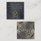 シックな金ゴールド&グレーマンダラ霊気癒し瞑想 スクエア名刺 (正面/裏面)