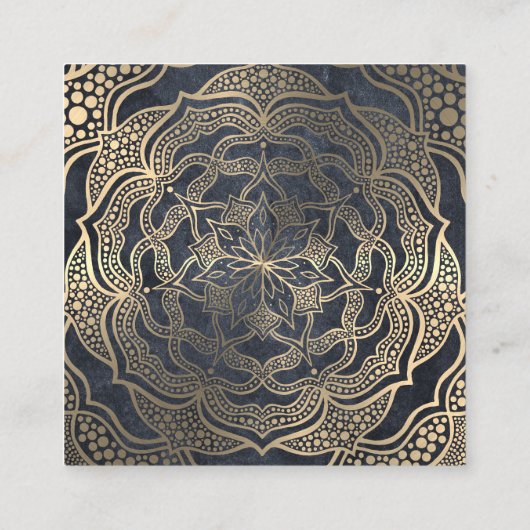 シックな金ゴールド&グレーマンダラ霊気癒し瞑想 スクエア名刺 (裏面)
