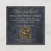 シックな金ゴールド&グレーマンダラ霊気癒し瞑想 スクエア名刺 (正面)