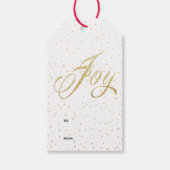 シックな金ゴールド&ホワイトジョイクリスマスホリデー ギフトタグ (正面)