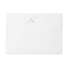 シックな金ゴールド&ホワイトジョイクリスマスホリデー ラップアラウンドラベル