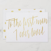 シックな金ゴールド「私が愛した最初の人に」 招待状 (正面/裏面)