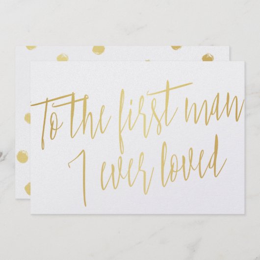 シックな金ゴールド「私が愛した最初の人に」 招待状 (正面/裏面)
