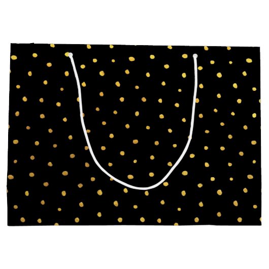 シックな金箔ドットエレガントラージブラック ラージペーパーバッグ (裏面)