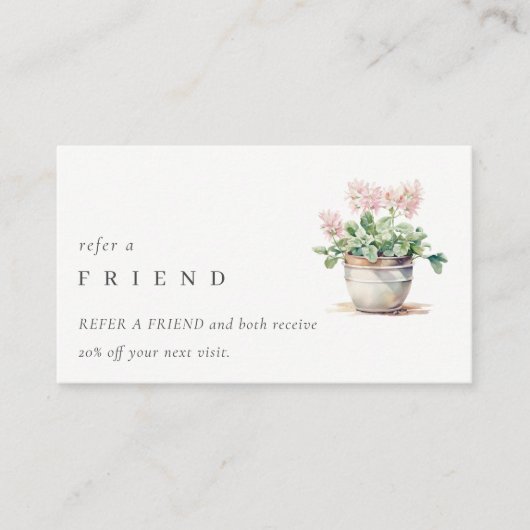 シックな鉢植えのフローラハウスプラントは友人を参照 名刺 (正面)