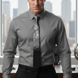 シックな銀グラデーションの輝き結婚の ネクタイ