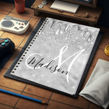 シックな銀グラデーショングリッタードリップモノグラム