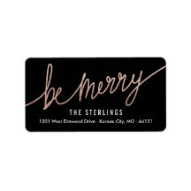 シックな銅箔クリスマス差出人住所ラベル