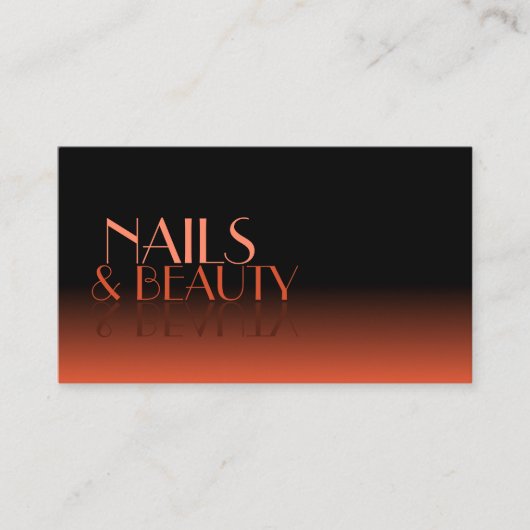 シックな鏡フォントクラシックブラックオレンジと写真 名刺 (正面)