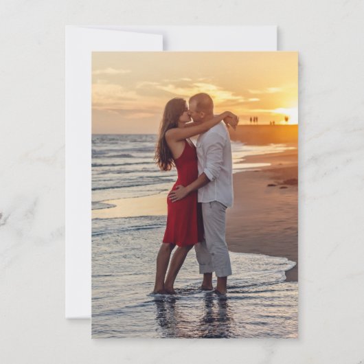 シックな開花 | ダークネイビーブルー赤面ピンク2枚の写真 セーブザデート (裏面)