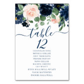 シックな開花 |ネイビーと赤面フローラのゲスト名 テーブルナンバー (裏面)