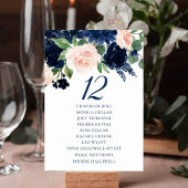 シックな開花 |ネイビーと赤面フローラのゲスト名 テーブルナンバー