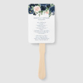 シックな開花 |ネイビーブルーと赤面ガーランドプログラム ハンドファン (正面)