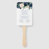 シックな開花 |ネイビーブルーと赤面ガーランドプログラム ハンドファン (裏面)