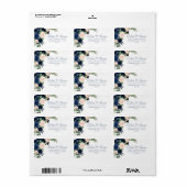 シックな開花 |ネイビーブルーと赤面ピンクの住所 ラベル (フルシート)