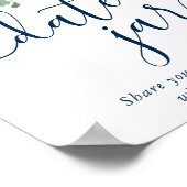 シックな開花 |ネイビーブルーと赤面ピンクの日付ジャー ポスター (角)