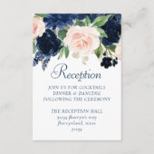 シックな開花 |ネイビーブルーと赤面ピンク披露宴 エンクロージャーカード (正面)