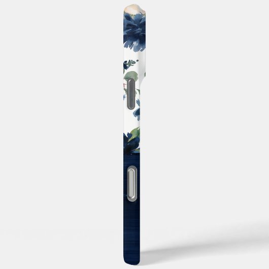 シックな開花 |ネイビーブルーと赤面フローラモノグラム Case-Mate iPhoneケース (裏面 / 右)