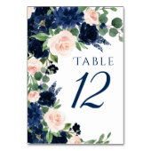 シックな開花 |ネイビーブルーと赤面フローラリース テーブルナンバー (正面)
