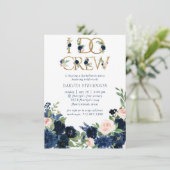 シックな開花 |ロマンチックな海軍と赤面I Do Crew 招待状 (スタンド正面)