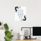 シックな開花 |海軍と赤面のフローラシーティングチャート ポスター (ホームオフィス)