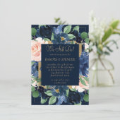 シックな開花 | Dark Navy Blueと赤面記念日 招待状 (スタンド正面)