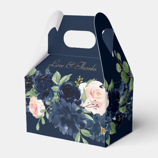 シックな開花 | Dark Romantic Navy Blueと赤面 フェイバーボックス (正面サイド)