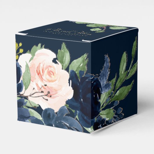 シックな開花 | Dark Romantic Navy Blueと赤面 フェイバーボックス (正面サイド)