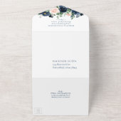 シックな開花 | Romantic Navy Blueと赤面Entree オールインワン招待状 (外側)
