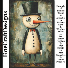 シックな雪の人、トップハット、ボウタイBA5デコページ 薄葉紙