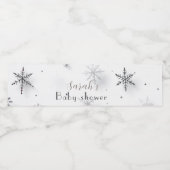 シックな雪の結晶の冬の赤ちゃんシャワー ペットボトルラベル (シングルラベル)