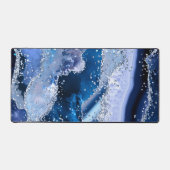シックな青いアゲート付き/シルバースパークル デスクマット (正面)