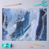 シックな青いアゲート付き/淡いスパークリル 薄葉紙 (クラフト)