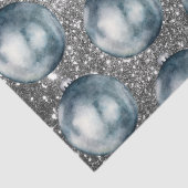 シックな青いクリスマスボールシルバースキラキラ 薄葉紙 (詳細)