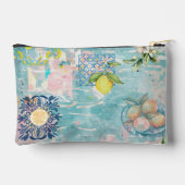 シックな青いマジョリカシチリアの花柄タイル アクセサリーポーチ (裏面)