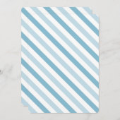 シックな青い白いストライプベビーシャワー 招待状 (正面/裏面)