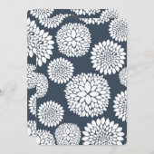 シックな青い白い花ベビーシャワー 招待状 (正面/裏面)