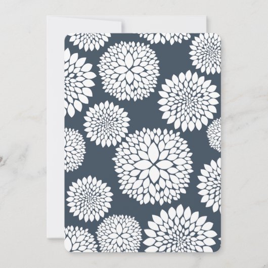 シックな青い白い花ベビーシャワー 招待状 (正面)