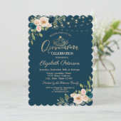 シックな青い花の文字列ライトキンセアニラ 招待状 (スタンド正面)