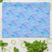 シックな青い花びら模様の絵画風デザイン キッチンタオル (折り畳み)