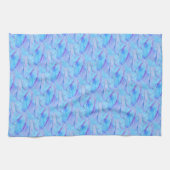 シックな青い花びら模様の絵画風デザイン キッチンタオル (横)