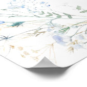 シックな青い野結婚花草地座図 ポスター (角)