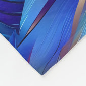 シックな青い金ゴールドの羽のパターン フリースブランケット (角)