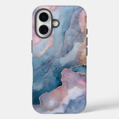 シックな青とピンクとゴールドの瑪瑙マーブル Case-Mate iPhoneケース (裏面)