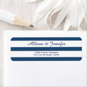 シックな青と白のアドストライプのレス ラベル (インサイチュ)