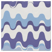 シックな青と白の抽象芸術波パターン ファブリック (クローズアップ)